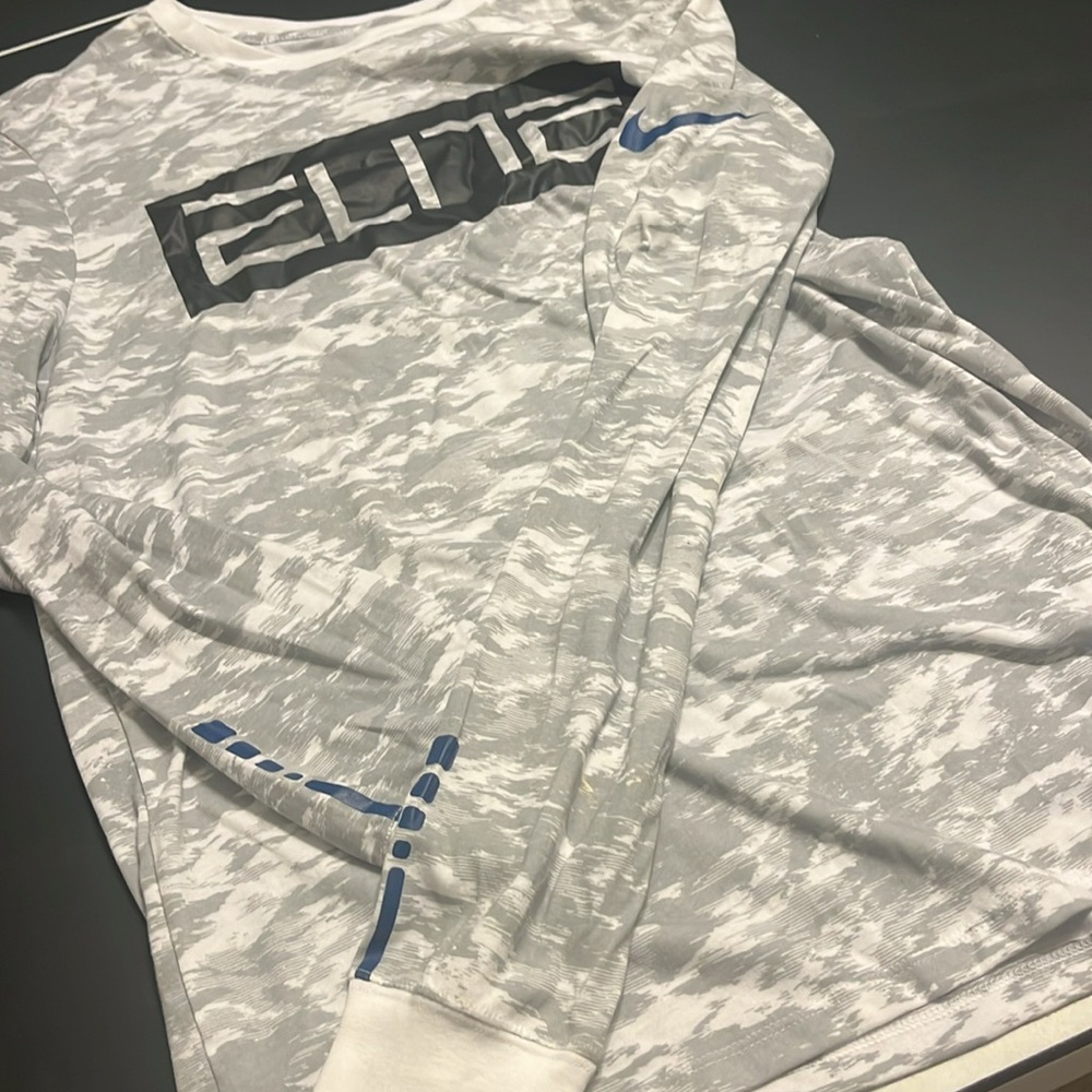 Nike elite men's long sleeve tee size med- white /gray - Picture 3 of 5